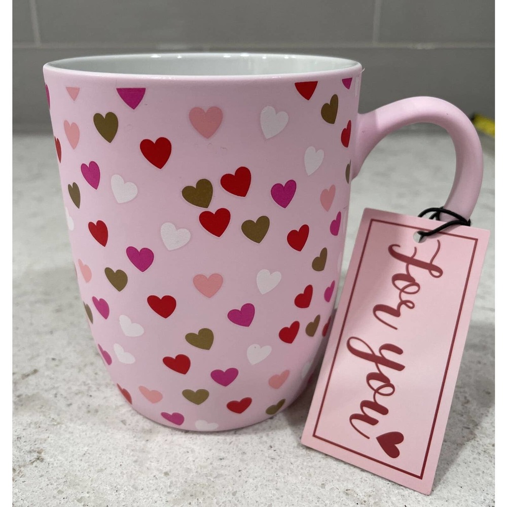 PINK, GOLD & RED Hearts SOFT TOUCH 16 oz Mug Sheffield Valentines TikTok Gift